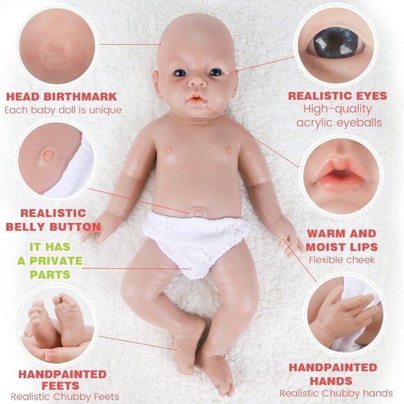 🆕19 inch Full Body Silicone Baby Dolls Girl Open Eyes Baby With DOLL Clothes - Picture 3 of 6